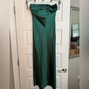 Emerald Green Satin Strapless Gown